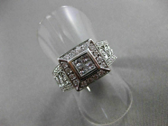 Estate Large .80ct Diamond 18kt White Gold Invisi… - image 5