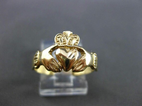 Estate Small 14Kt Yellow Gold 3D Irish Claddagh L… - image 6