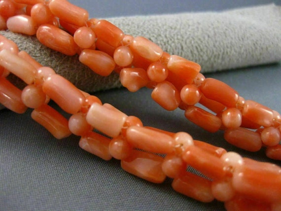 Antique Long 925 Silver Gold Plated Coral Handcra… - image 2