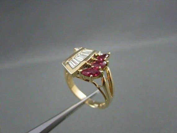 Antique Wide 1.45Ctw Diamond and Aaa Ruby 14Kt Ye… - image 8