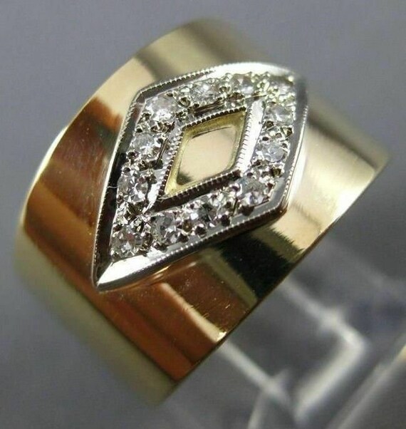 Estate Wide .15ct Round Diamond 14k Two Tone Gold 