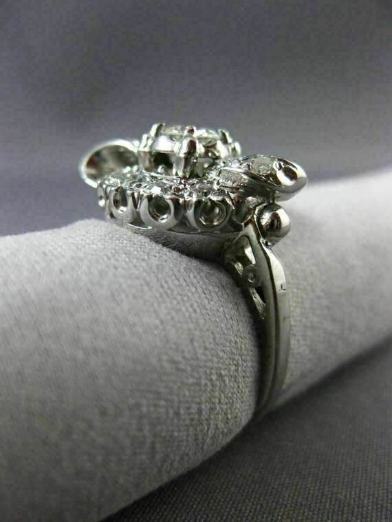 Antique Wide .60Ct Diamond 14Kt White Gold 3D Fil… - image 9