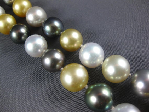 Estate Large Aaa South Sea & Tahitian Pearl 14k Y… - image 4