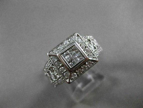 Estate Large .80ct Diamond 18kt White Gold Invisi… - image 8