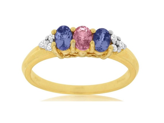 0.67Ct Diamond and Aaa Tanzanite and Pink Sapphir… - image 1