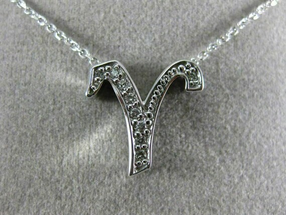 Estate .15Ct Diamond 14Kt White Gold "Y" Initial … - image 3