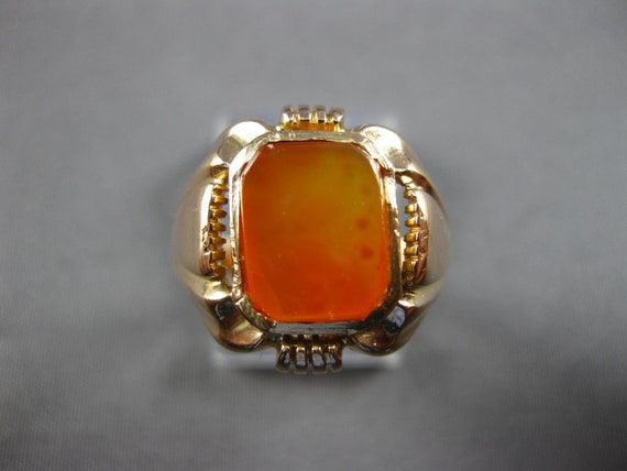 Antique Wide Aaa Orange Chalcedony 14Kt Rose Gold… - image 3