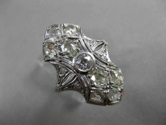 Antique Wide 1.20Ct Old Mine Diamond Platinum Fil… - image 10