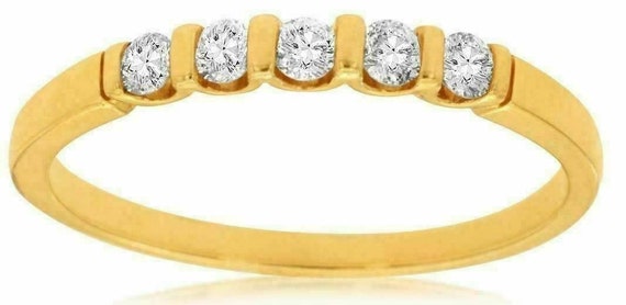 Estate .25Ct Diamond 14K Yellow Gold 3D 5 Stone C… - image 1