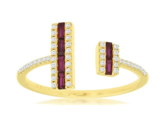 Estate .36Ct Diamond And Aaa Ruby 14K Yellow Gold… - image 1