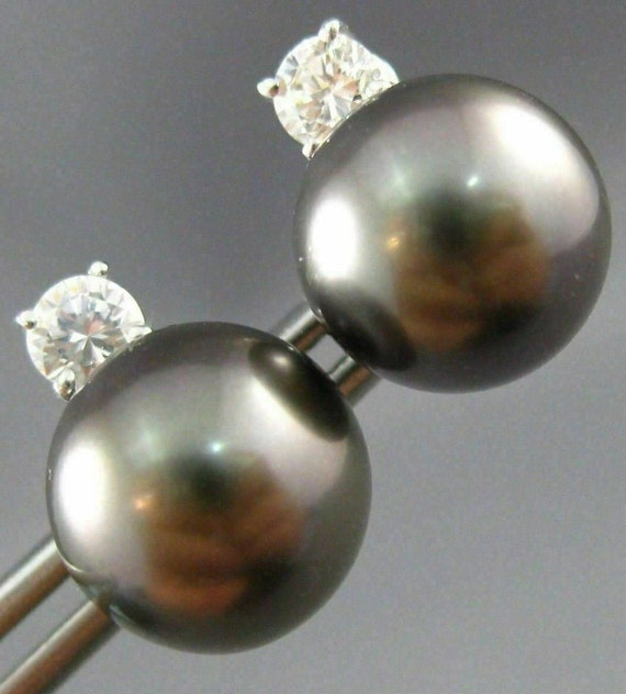 Estate .50Ct Diamond and Aaa Tahitian Pearl 14Kt W