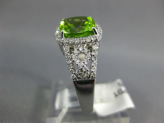 Estate Large 2.45ct Diamond & Aaa Peridot 14k Whi… - image 8