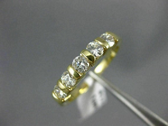 Estate .85Ct Diamond 14Kt Yellow Gold 5 Stone Cha… - image 8