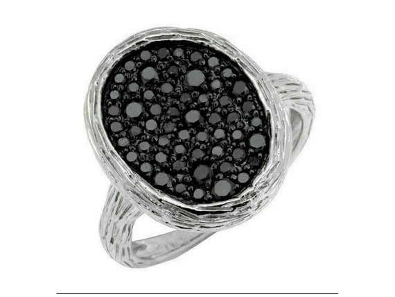 Estate Wide .70ct Black Diamond 14kt White Gold 3… - image 1