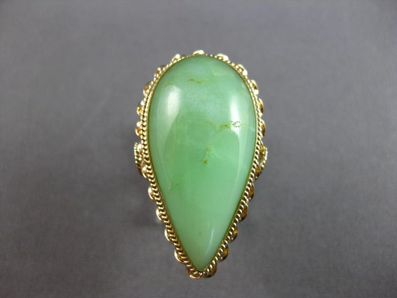Antique Extra Large Aaa Jade 14K Yellow Gold Pear… - image 2