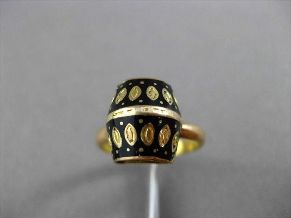 Antique 22Kt Yellow Gold Handcrafted Black Enamel… - image 8