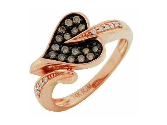 Estate .26Ct White & Fancy Chocolate Diamond 14Kt… - image 1