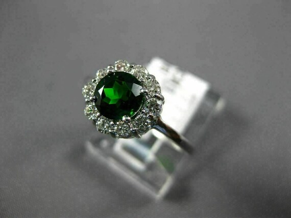 Estate 1.05Ct Diamond & Aaa Green Garnet 14K Whit… - image 3