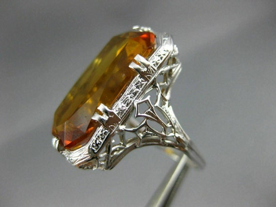 Estate Antique Large 9.40ct Aaa Citrine 18kt Whit… - image 9