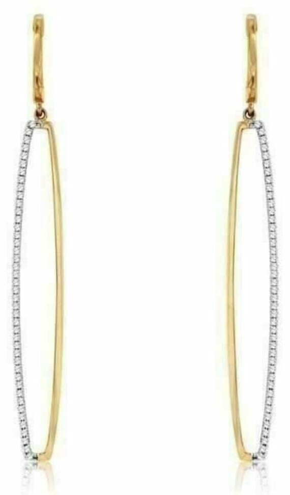 Estate Long .33Ct Diamond 14Kt Yellow Gold 3D Oval