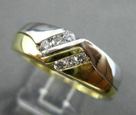 Estate .25Ct Diamond 14Kt Two Tone Gold Double Si… - image 1
