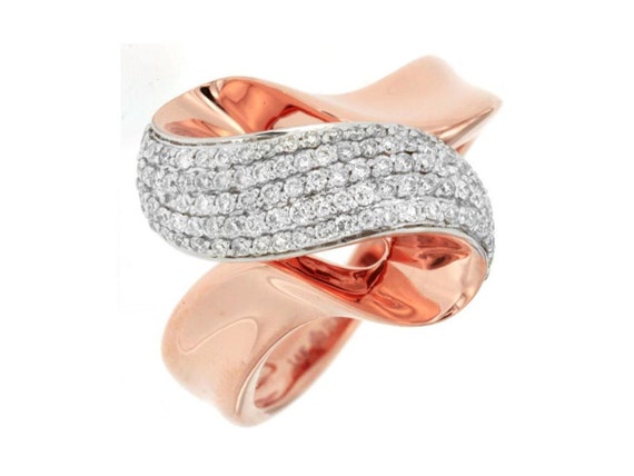 Estate Wide .46ct Diamond 14kt Rose Gold 3d Multi… - image 1