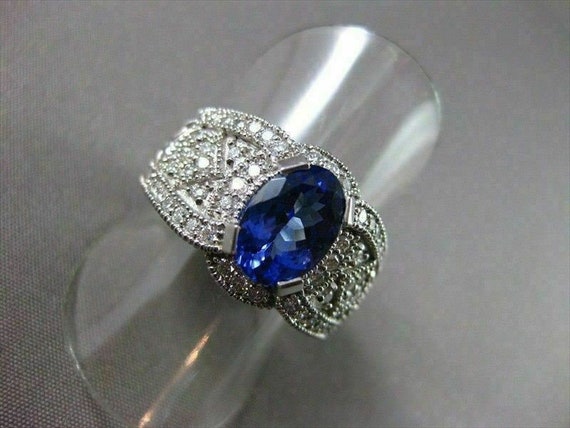 Estate Wide 2.95ct Diamond & Aaa Tanzanite 14kt W… - image 4