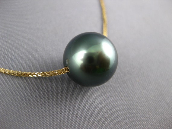 Estate Large Aaa Tahitian Pearl 18Kt Yellow Gold … - image 3