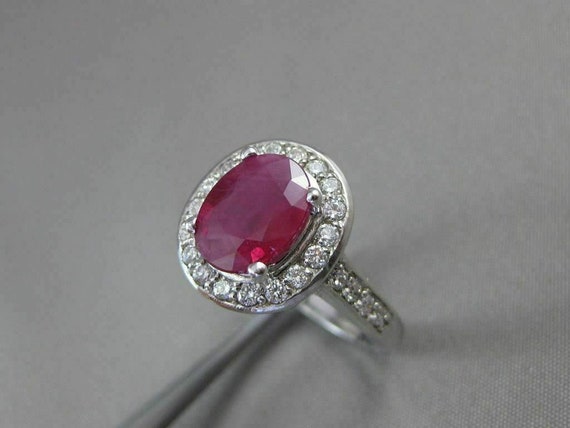 Estate 2.30ct Diamond & Aaa Ruby 14kt White Gold … - image 9