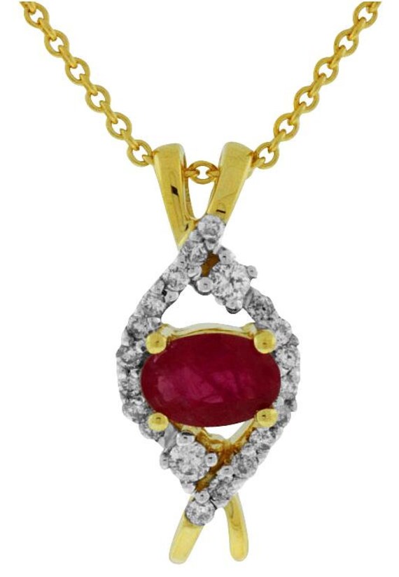Estate .73Ct Diamond AAA Ruby 14Kt 2 Tone Gold 3D… - image 1
