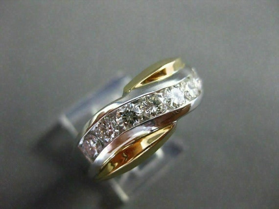 Estate 1.20Ct Diamond 14Kt Two Tone Gold Diagonal… - image 3