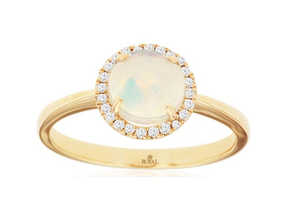 Estate .95ct Diamond & Aaa Opal 14kt Yellow Gold … - image 1