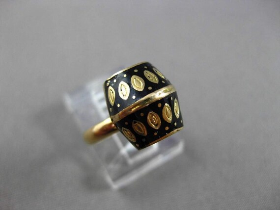 Antique 22Kt Yellow Gold Handcrafted Black Enamel… - image 2