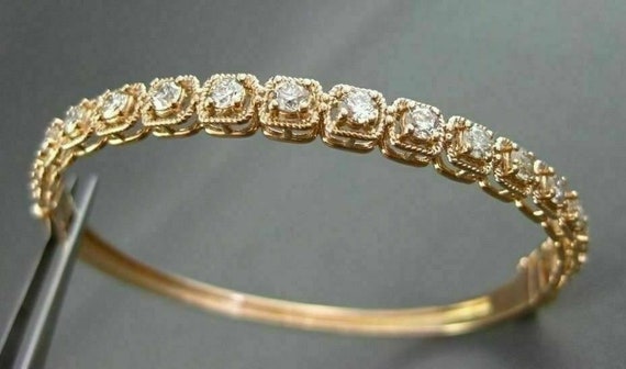 Antique Wide 1.85Ct Diamond 18Kt Rose Gold Classi… - image 2