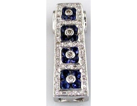 1.20Ct Diamond and AAA Sapphire 14Kt White Gold 3… - image 1