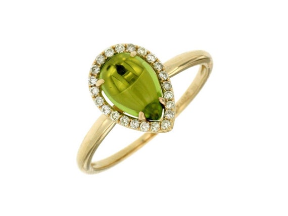 1.60Ct Diamond and Aaa Peridot 14K Yellow Gold Pe… - image 1