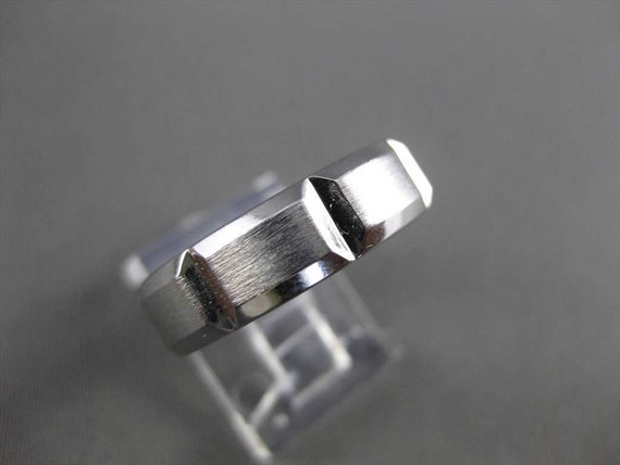 Estate 14Kt White Gold Square Matte & Shiny Mens … - image 6