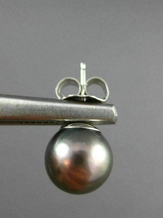 Estate Aaa Grey Tahitian Pearl 14Kt White Gold Cl… - image 10
