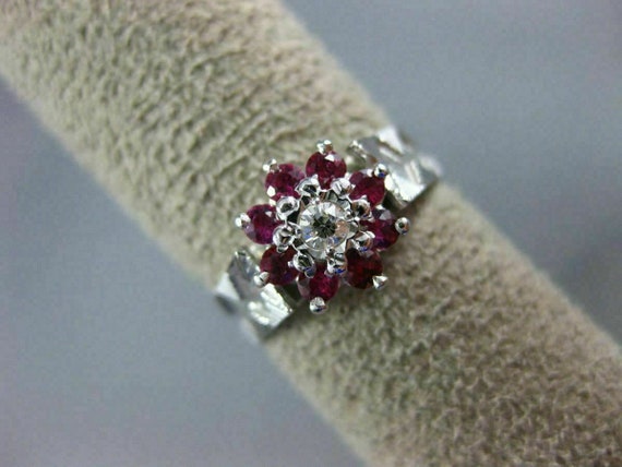 Antique .60Ct Old Mine Diamond and Aaa Ruby 14Kt … - image 10