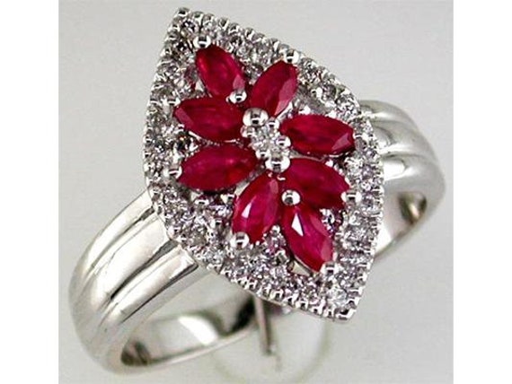 1.08Ct Diamond and Aaa Ruby 14Kt White Gold 3D Ma… - image 1