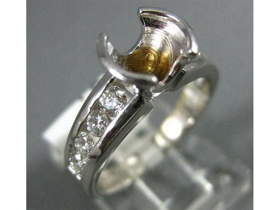 Estate .80ct Diamond 18kt White Gold Semi Bezel S… - image 1