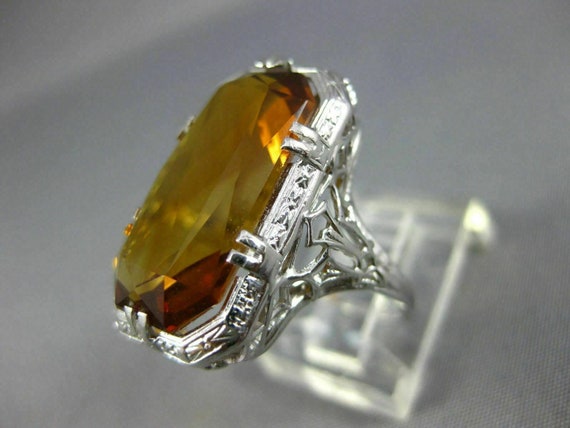 Estate Antique Large 9.40ct Aaa Citrine 18kt Whit… - image 4
