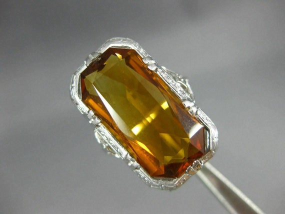 Estate Antique Large 9.40ct Aaa Citrine 18kt Whit… - image 7