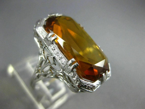 Estate Antique Large 9.40ct Aaa Citrine 18kt Whit… - image 3