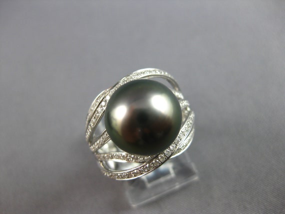 Estate Large .50ct Diamond & Aaa Tahitian Pearl 1… - image 4