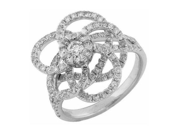 Estate Wide 1.35ct Diamond 14kt White Gold Flower… - image 1