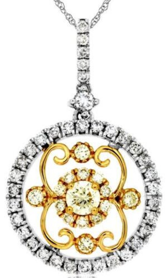 Estate .94Ct White & Fancy Yellow Diamond 14K 2 To