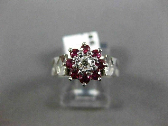 Antique .60Ct Old Mine Diamond and Aaa Ruby 14Kt … - image 2