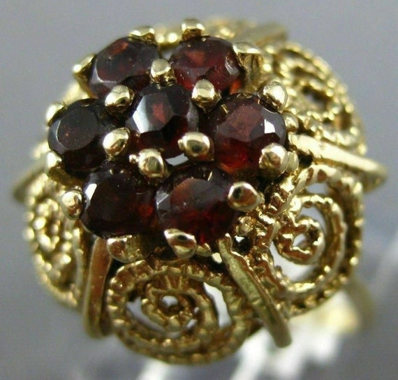 Antique Large 1.25Ct Aaa Garnet 14Kt Yellow Gold … - image 1