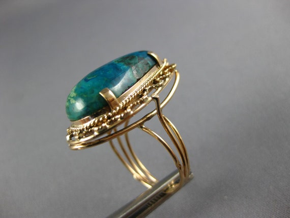 Antique Large Aaa Turquoise 14Kt Rose Gold 3D Pea… - image 5
